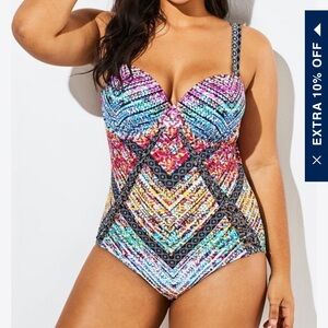 Colorful Patterned Women Swim One Piece
